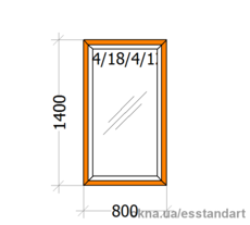 Вікно металопластикове ВікнарOFF Зол.Дуб зов. шир.- 800, вис,- 1400